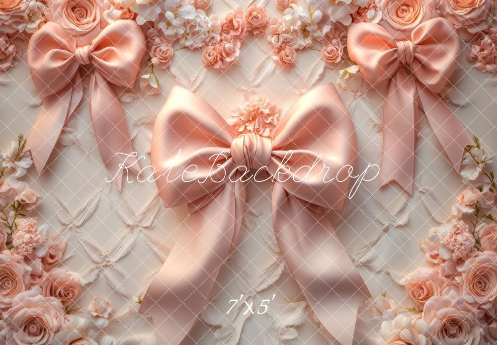 Kate Pink Bow Floral Ribbon Backdrop Designed by Lidia Redekopp