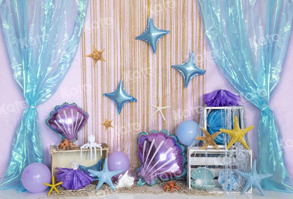 Kate Summer Mermaid Underwater Birthday Backdrop Designed by Emetselch