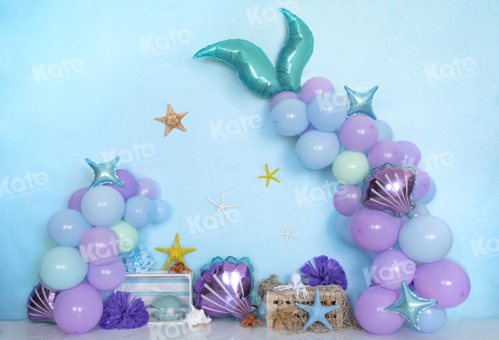 Kate Summer Mermaid Balloon Underwater Cake Smash Backdrop Designed by Emetselch