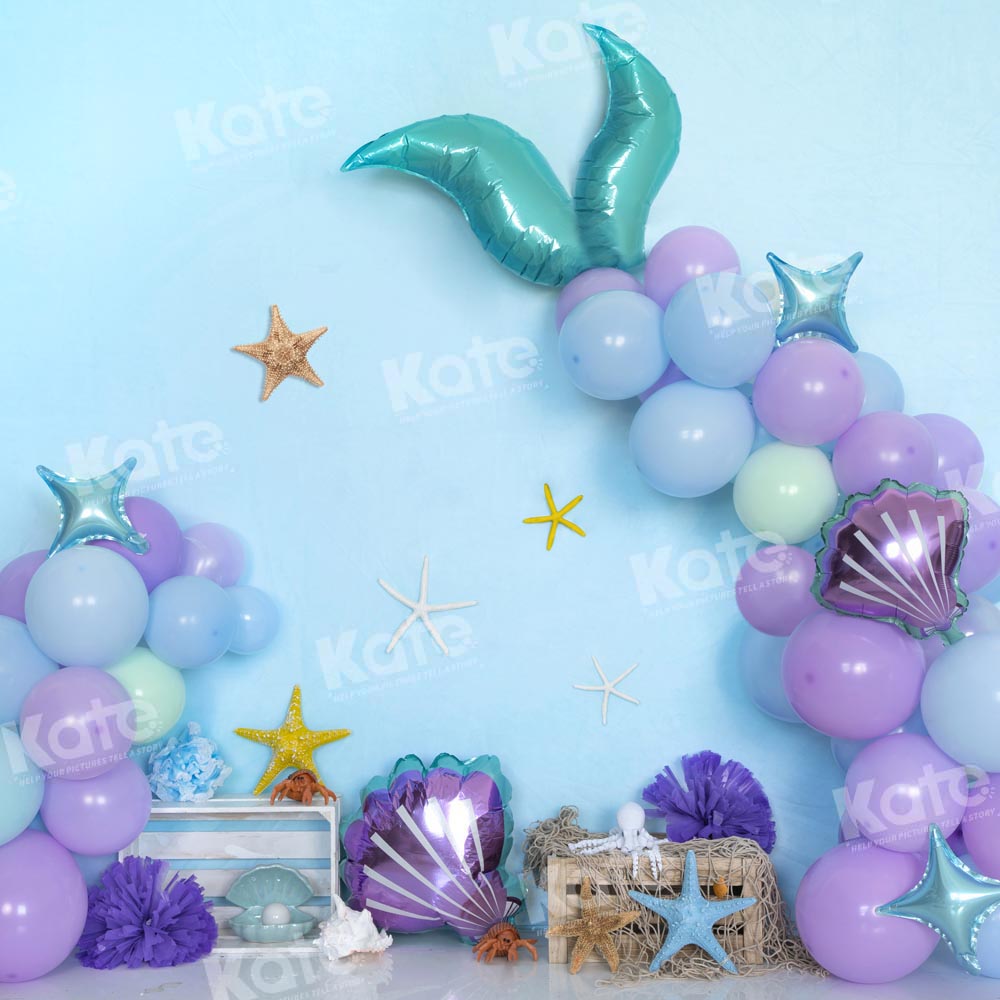 Kate Summer Mermaid Balloon Underwater Cake Smash Backdrop Designed by Emetselch