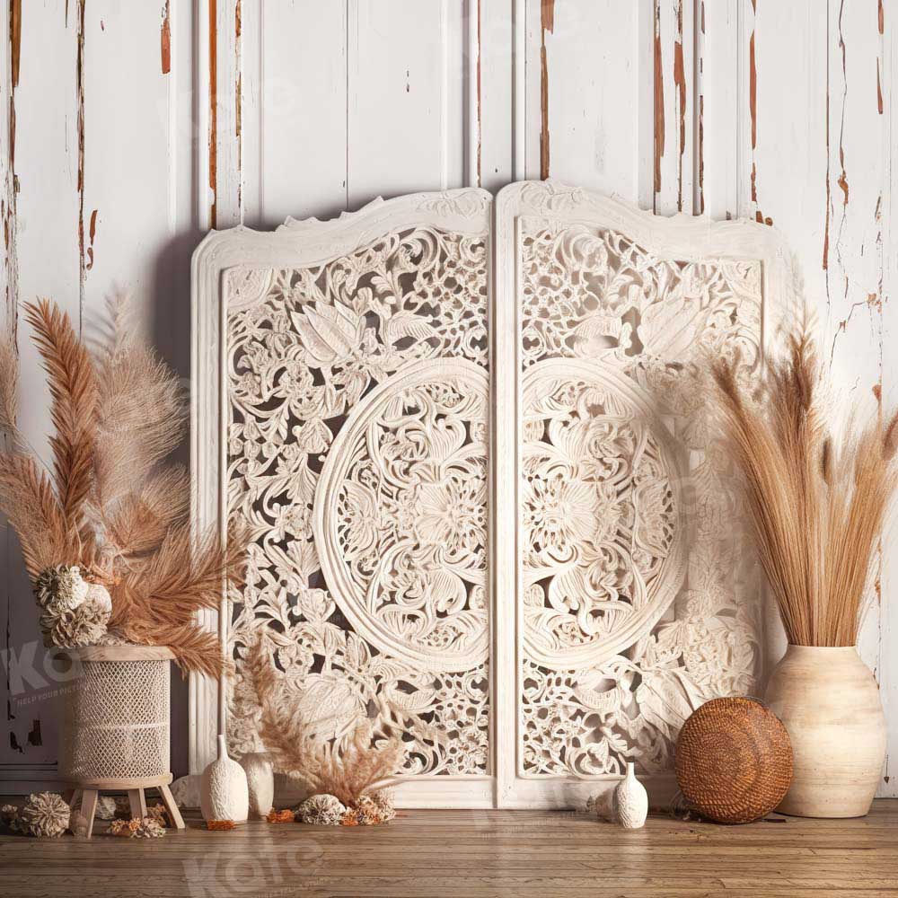 Kate Summer Boho Floral Carved Panel Backdrop Designed by Chain Photography