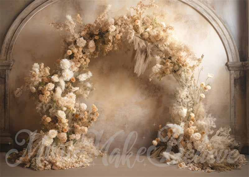 Kate Cream Beige Flower Wall Backdrop Designed by Mini MakeBelieve