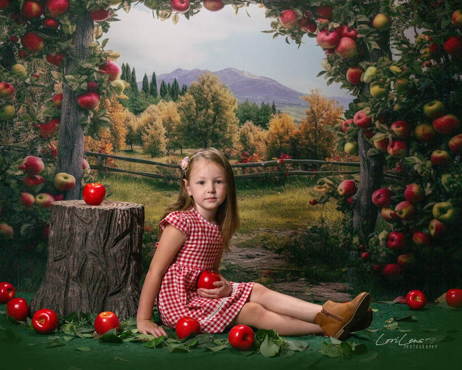 Kate Summer/Autumn Apple Arch Farm Backdrop Designed by Angela Miller