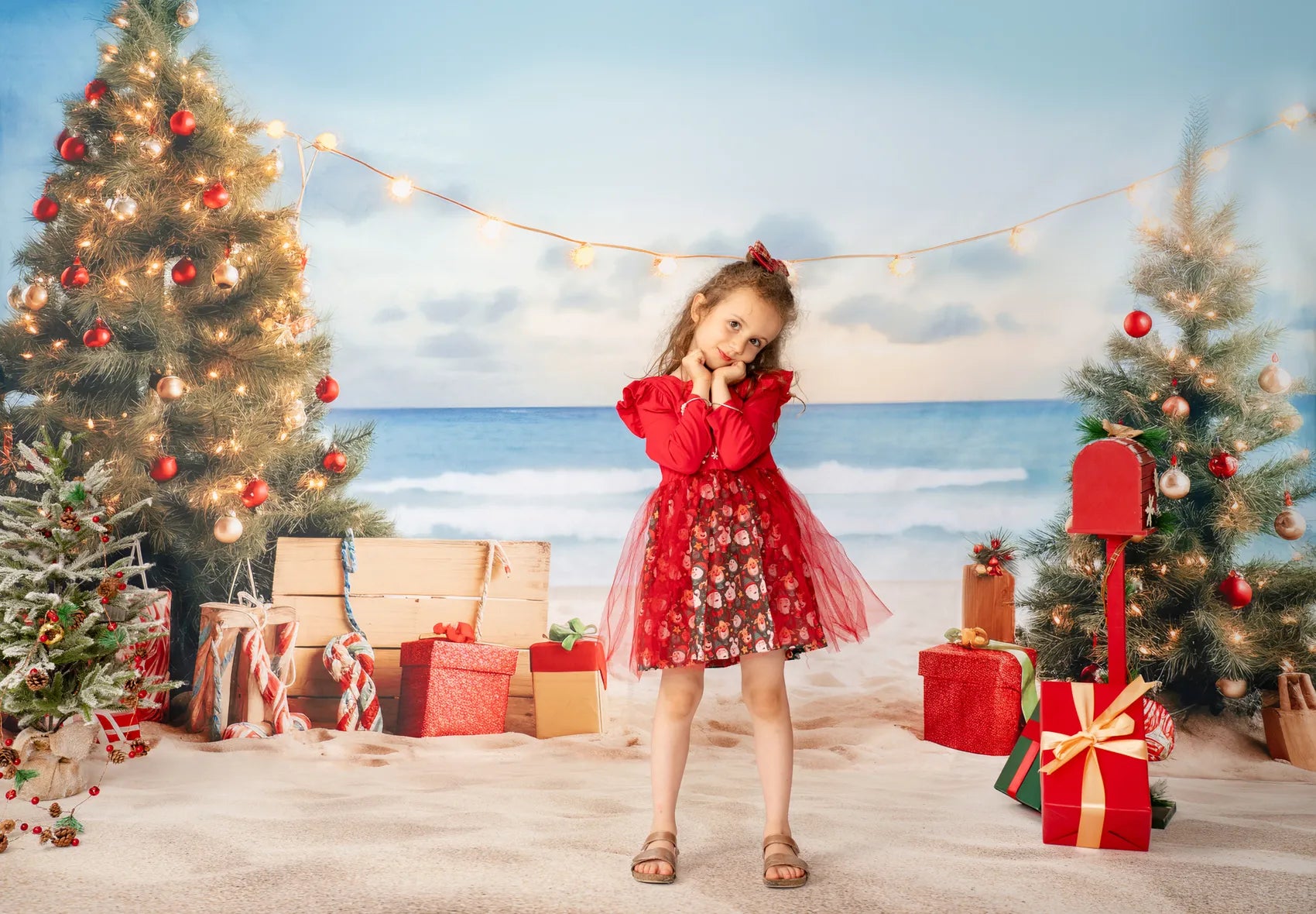 Kate Christmas Beach Sea Backdrop Designed by Chain Photography