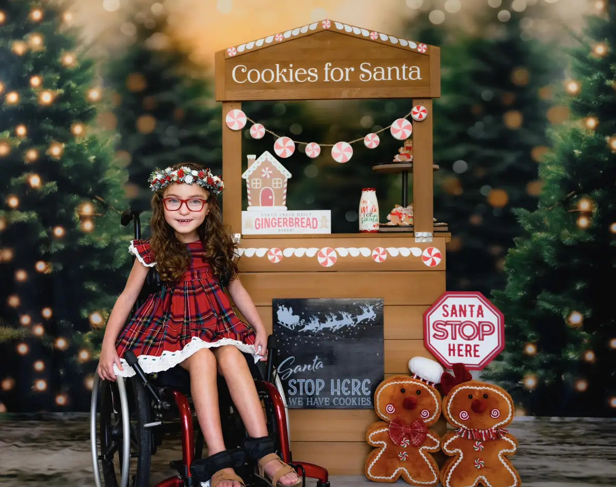 Kate Christmas Bokeh Light Outdoor Pine Forest Photography Backdrop
