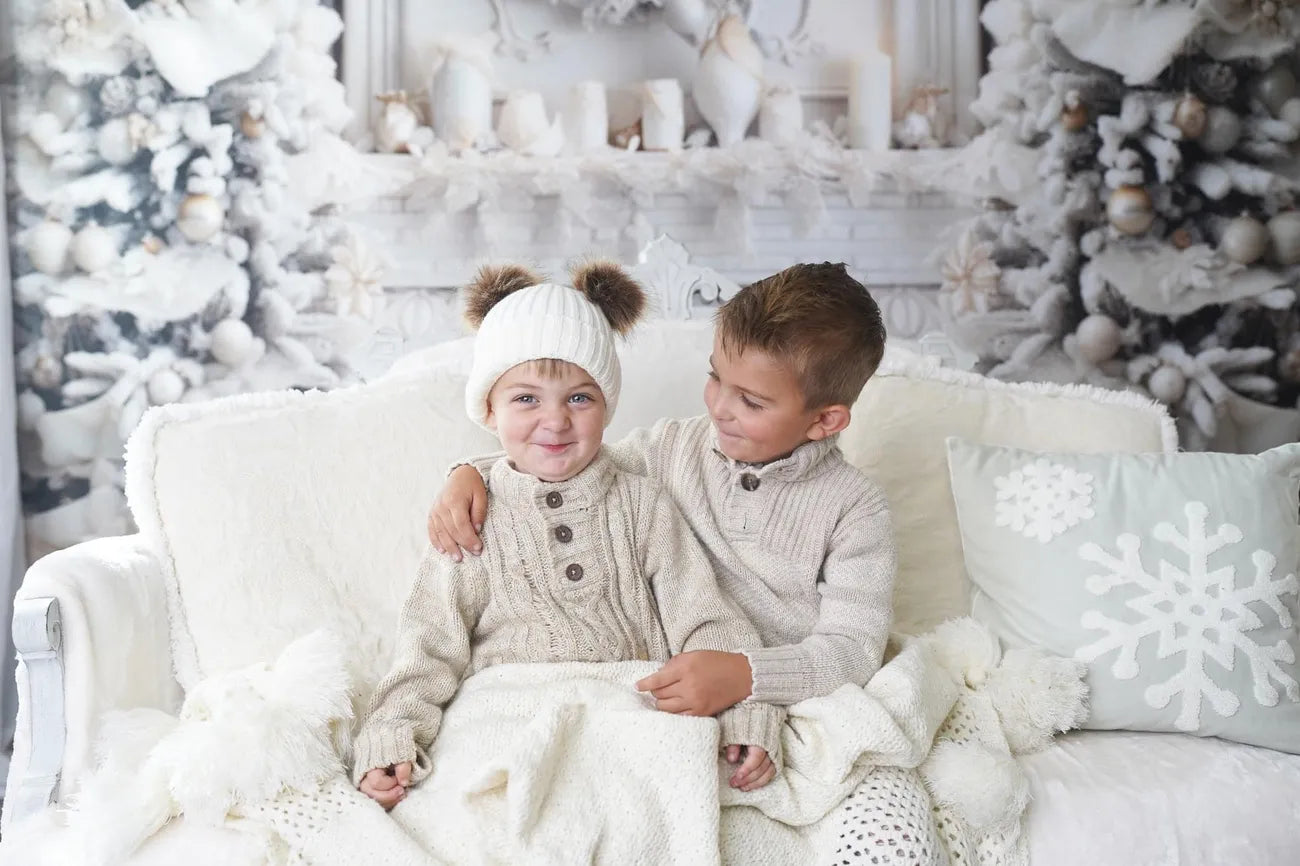 Kate Christmas Elegant Room White Fireplace Backdrop for Photography