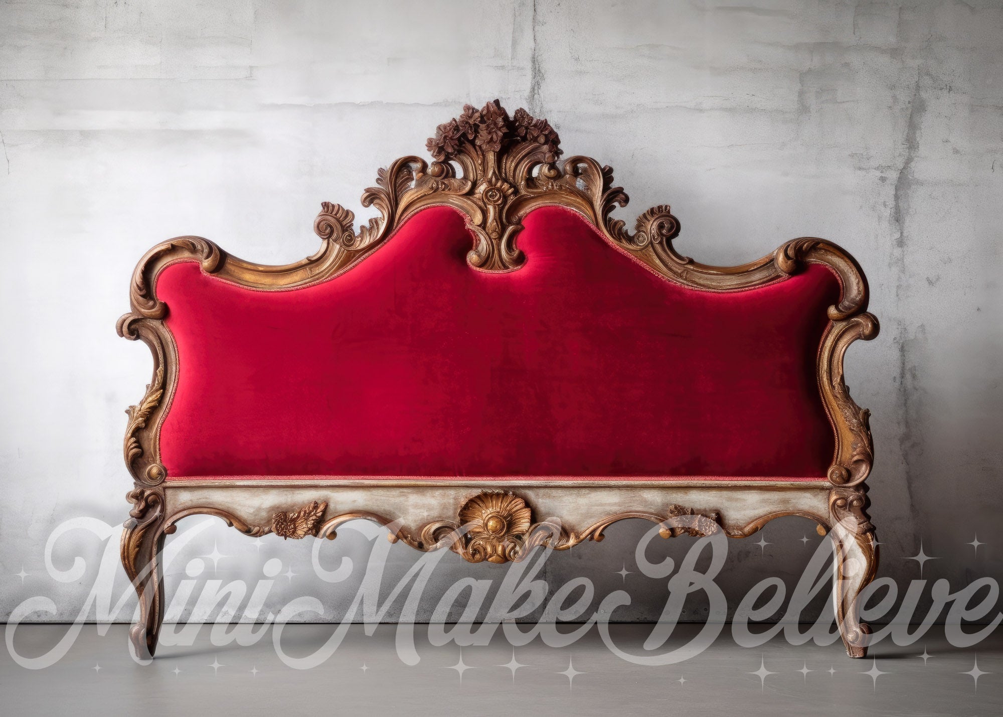 Kate Christmas Valentine Red Velvet Fancy Wood Headboard Boudoir Backdrop Designed by Mini MakeBelieve