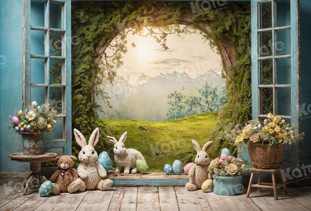 Kate Easter Bunny Hole View Alice in Wonderland Style Backdrop for Storybook-themed Photoshoots