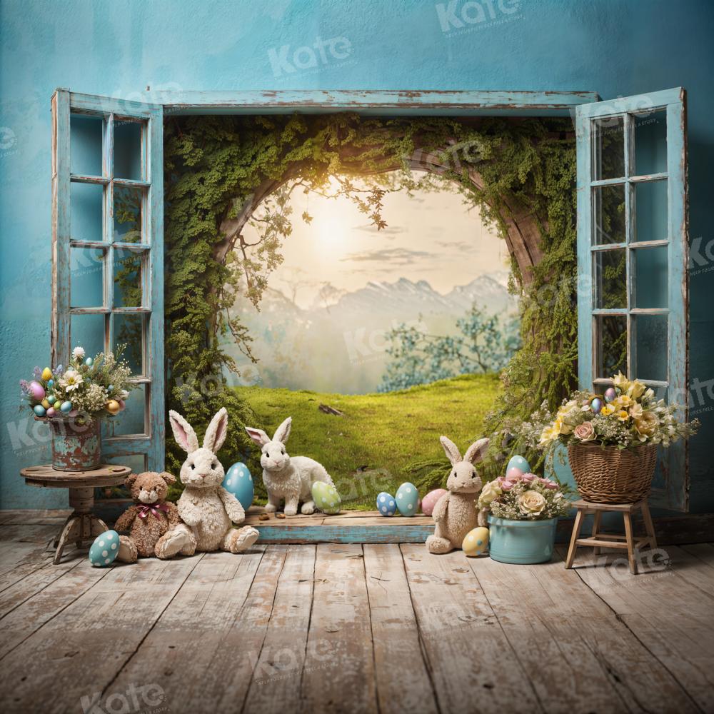 Kate Easter Bunny Hole View Alice in Wonderland Style Backdrop for Storybook-themed Photoshoots