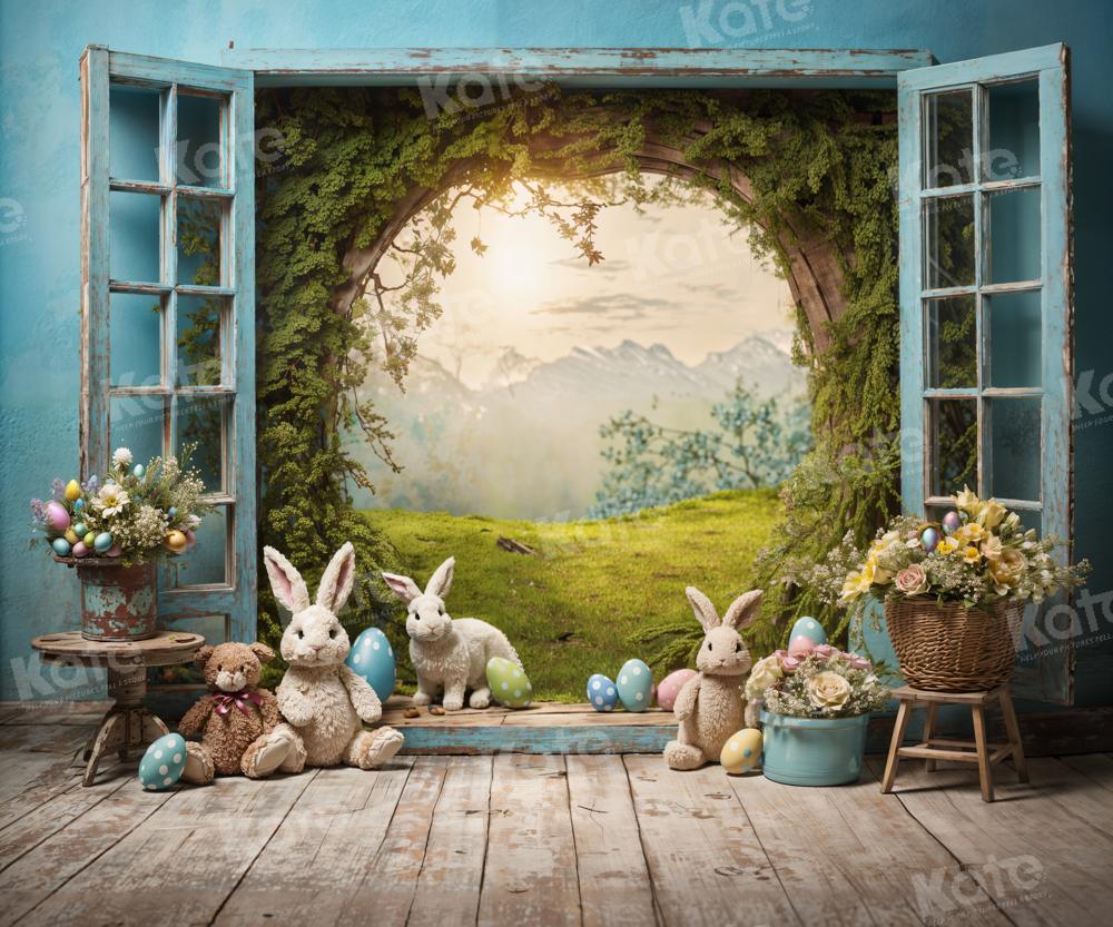 Kate Easter Bunny Hole View Alice in Wonderland Style Backdrop for Storybook-themed Photoshoots