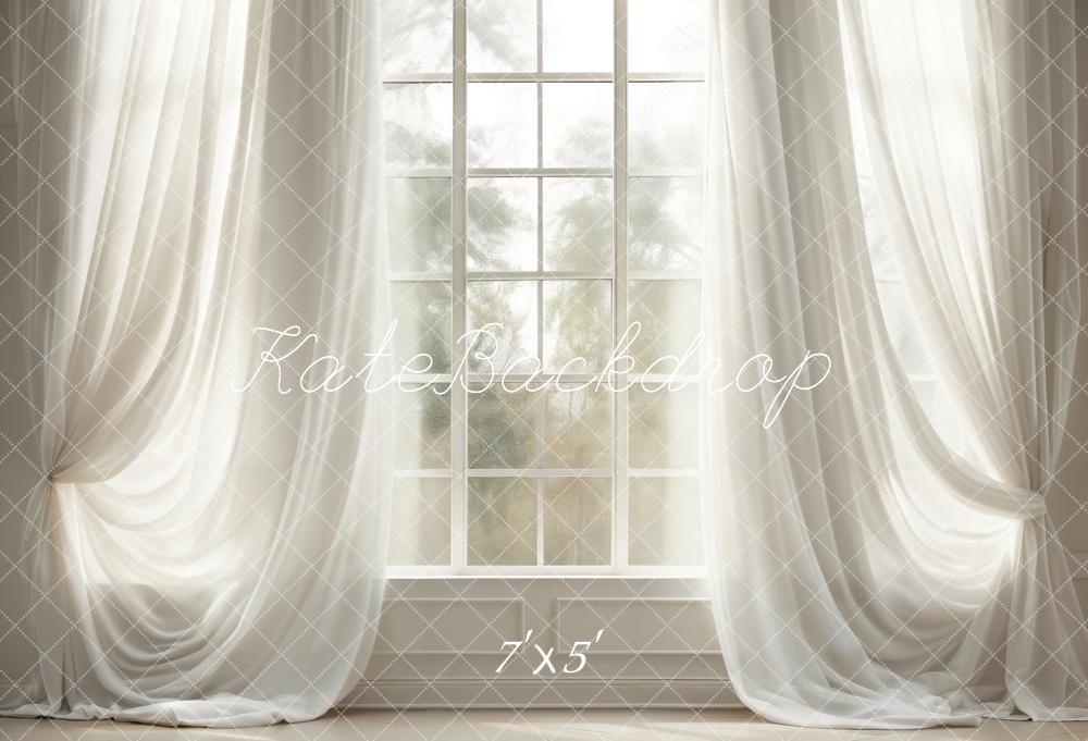 Kate Spring White Sheer Curtain Window Backdrop Designed by Chain Photography