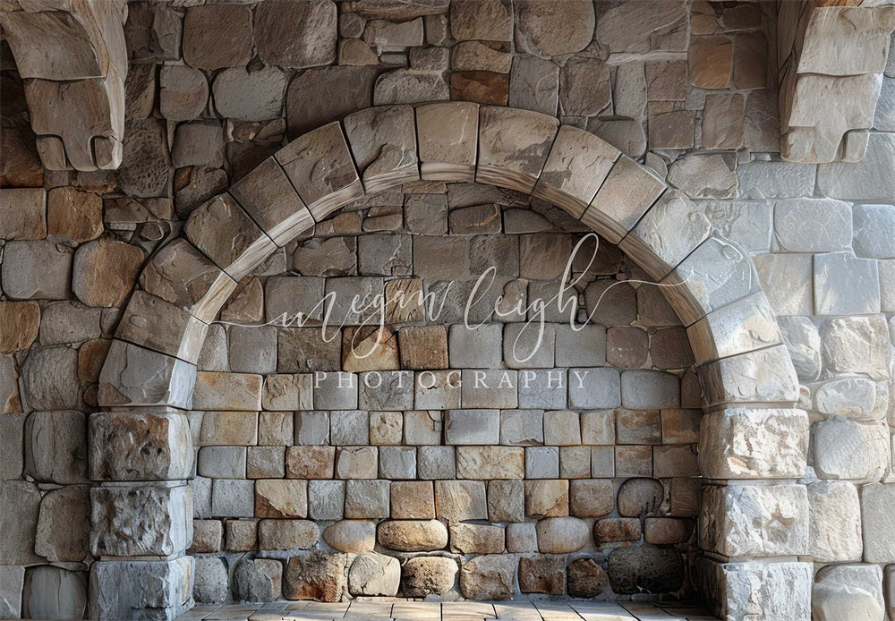 Kate Retro Brown Stone Arch Wall Backdrop Designed by Megan Leigh Photography