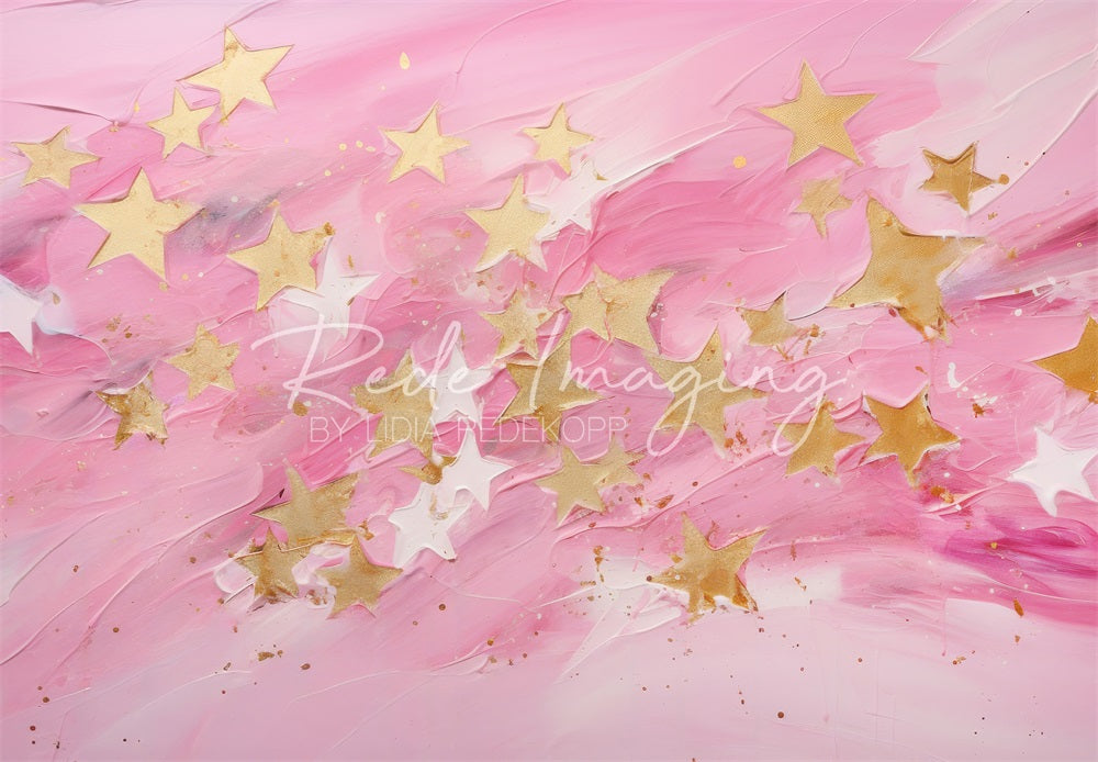 Kate Fine Art Painted Yellow White Star Pink Wall Backdrop Designed by Lidia Redekopp