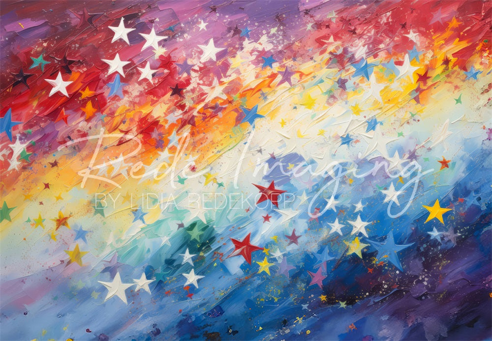 Kate Fine Art Painted Rainbow Star Gradient Wall Backdrop Designed by Lidia Redekopp