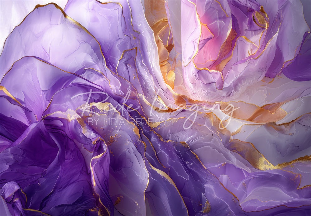 Kate Abstract Fine Art Purple Gold Gradient Backdrop Designed by Lidia Redekopp