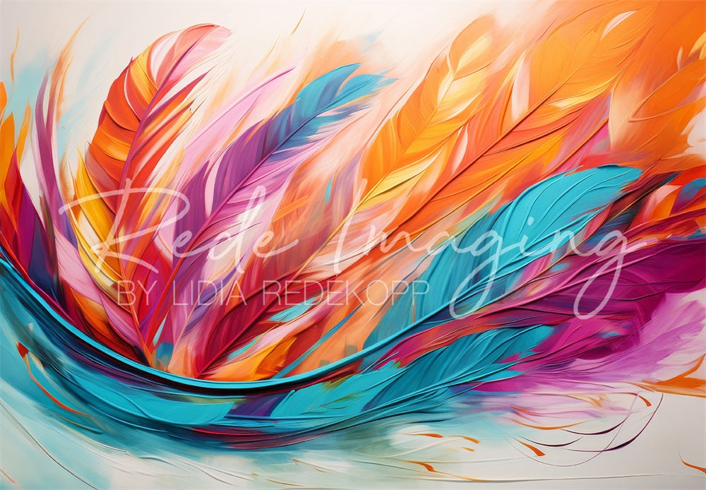 Kate Fine Art Rainbow Painted Feather Backdrop Designed by Lidia Redekopp
