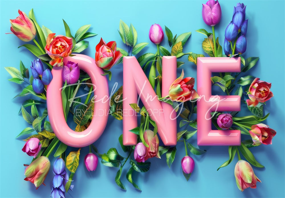 Kate Fine Art Colorful Tulip Flower Pink One Sign Backdrop Designed by Lidia Redekopp