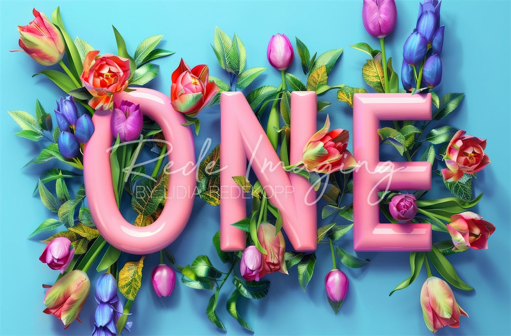 Kate Fine Art Colorful Tulip Flower Pink One Sign Backdrop Designed by Lidia Redekopp