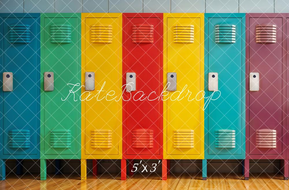 SALE Kate Summer Back to School Colorful Lockers Backdrop Designed by Emetselch