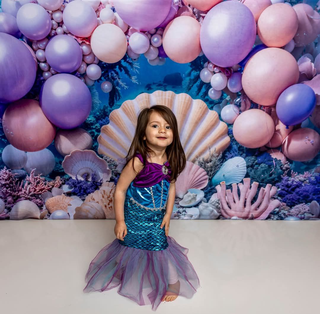 Kate Mermaid Cake Smash Underwater Seashell Backdrop Designed by Kate Image