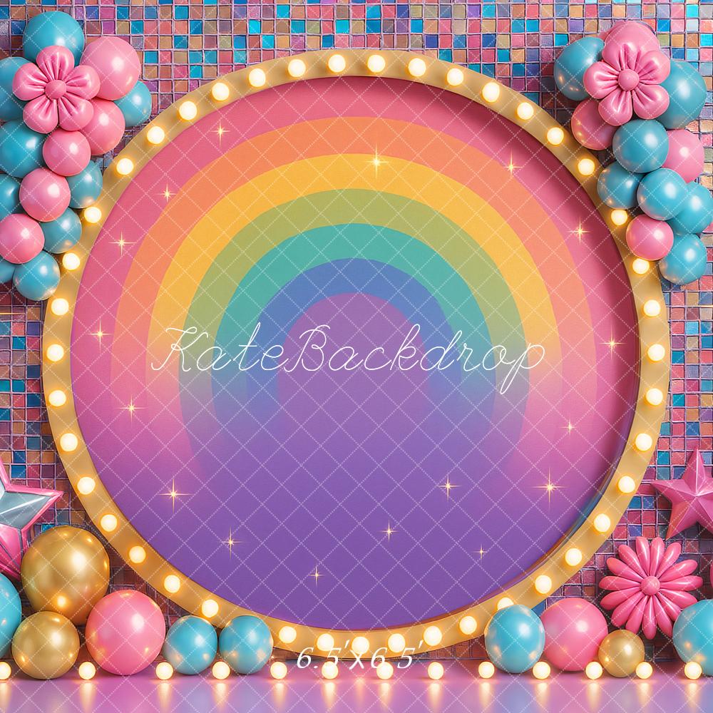 Kate Birthday Roller Girl Colorful Rainbow Balloons Backdrop Designed by Ashley Paul