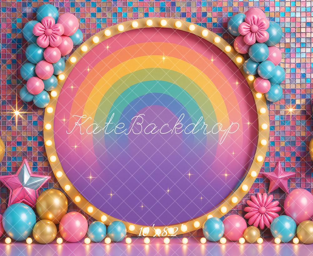 Kate Birthday Roller Girl Colorful Rainbow Balloons Backdrop Designed by Ashley Paul