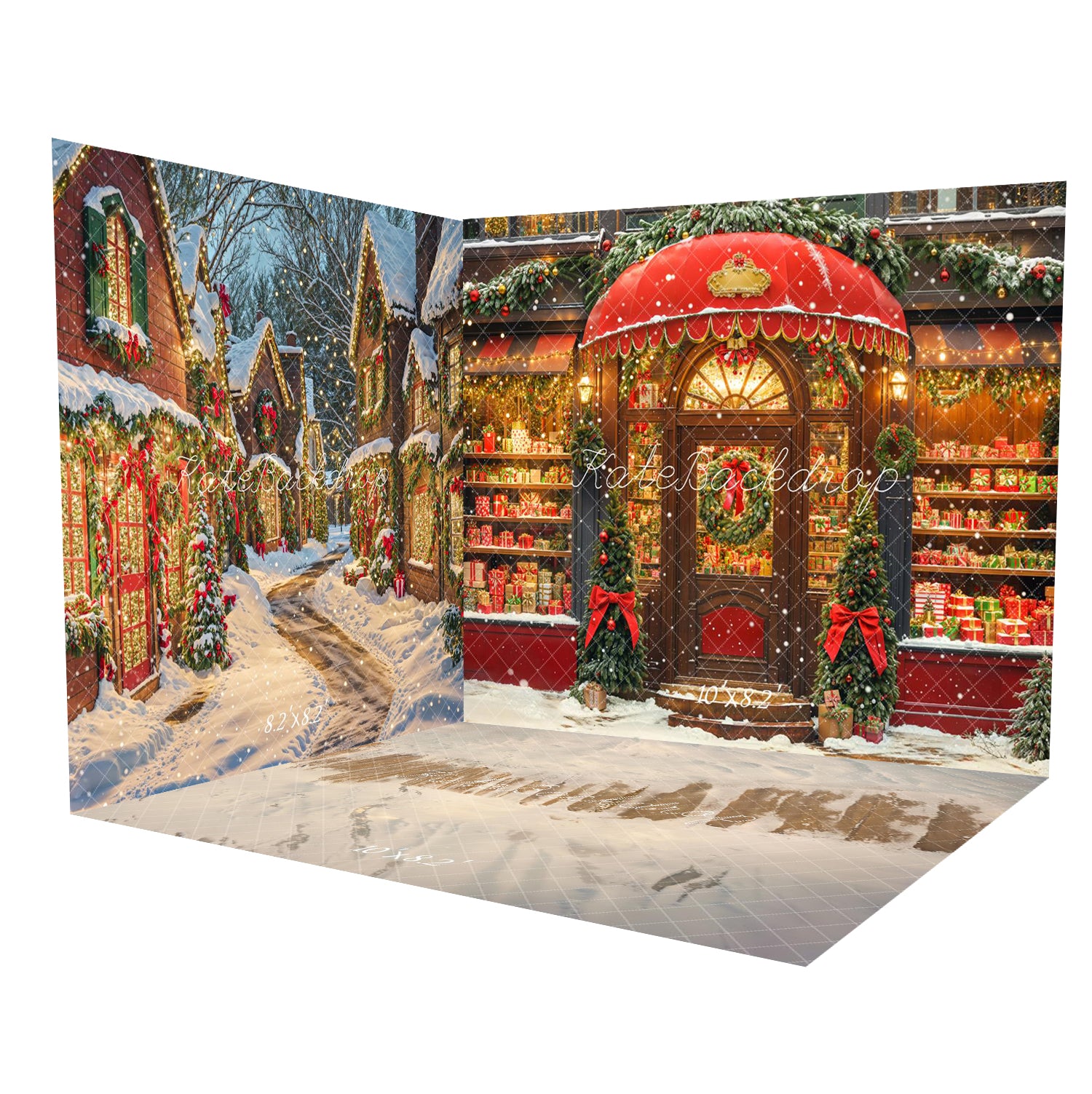 Kate Christmas Gifts Shop Bow Snowy Village Room Set
