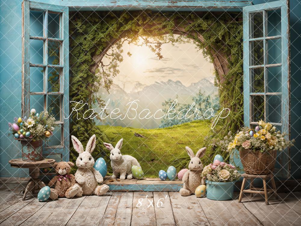 Kate Easter Bunny Hole View Alice in Wonderland Style Backdrop for Storybook-themed Photoshoots