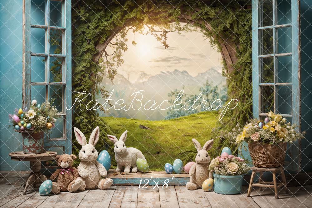 Kate Easter Bunny Hole View Alice in Wonderland Style Backdrop for Storybook-themed Photoshoots
