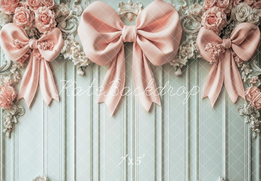 Kate Pink Floral Bow Retro Wall Backdrop Designed by Lidia Redekopp