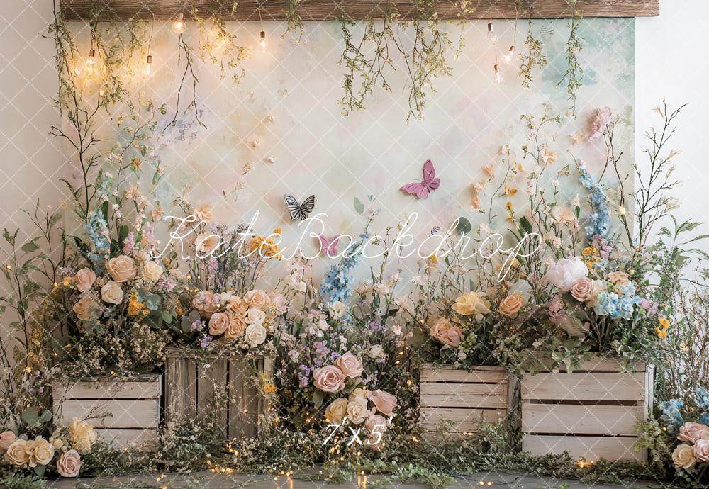 Kate Spring Wildflowers Floral Garden Butterfly Backdrop Designed by Ashley Paul