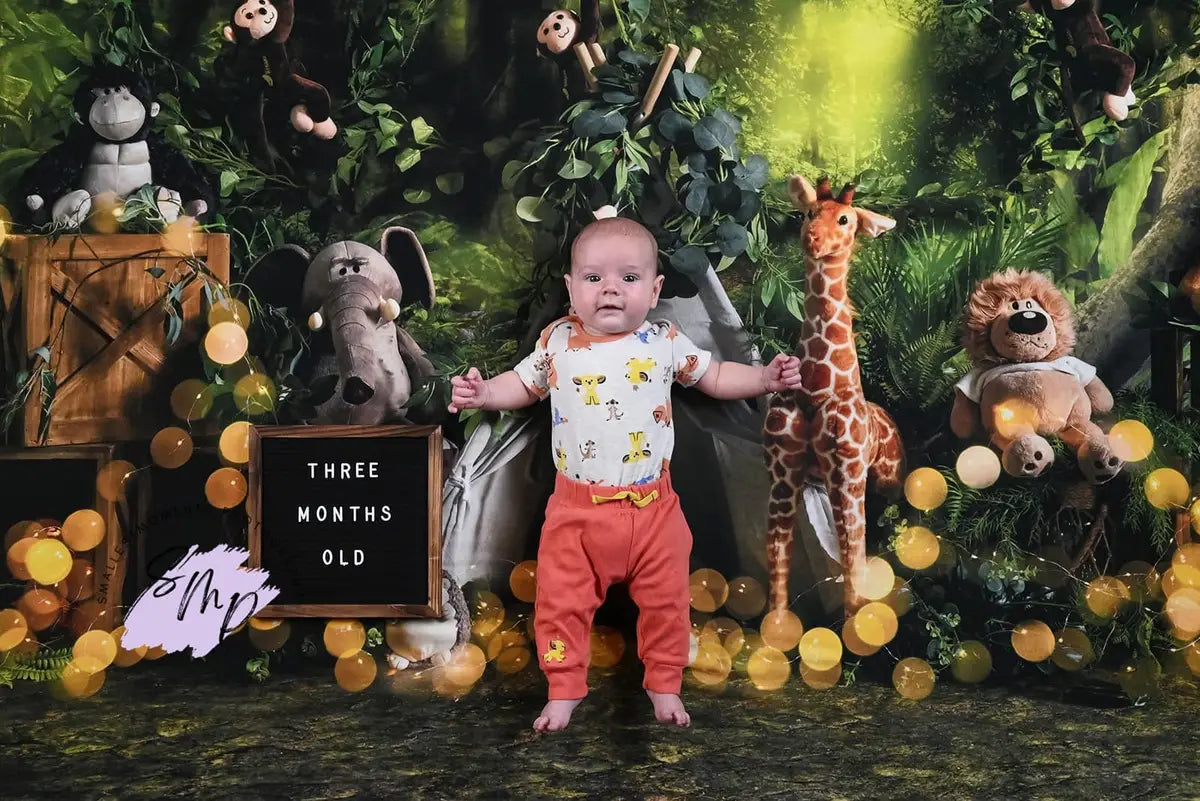 Kate Jungle Safari Animal Forest Tent Birthday Backdrop Designed by Emetselch