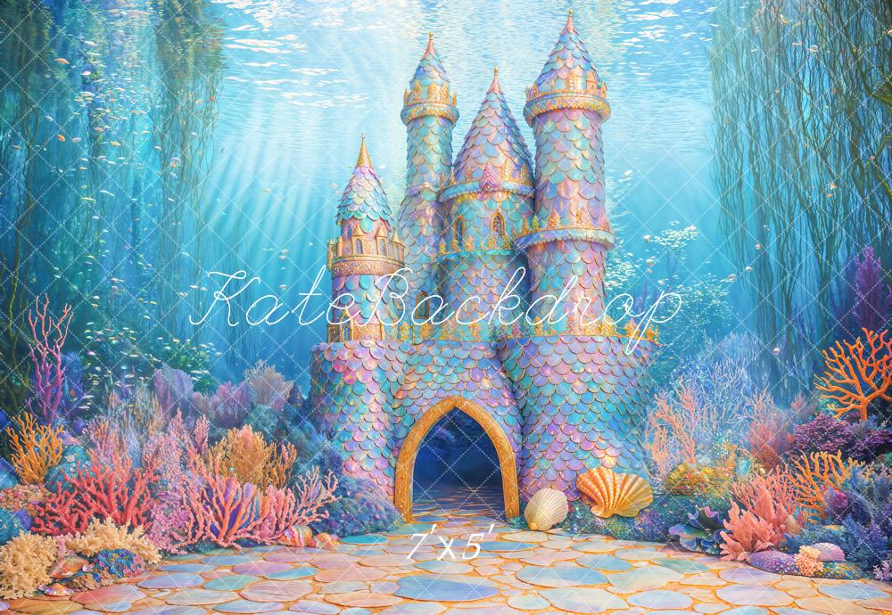 Kate Mermaid Underwater Castle Coral Backdrop Designed by Emetselch