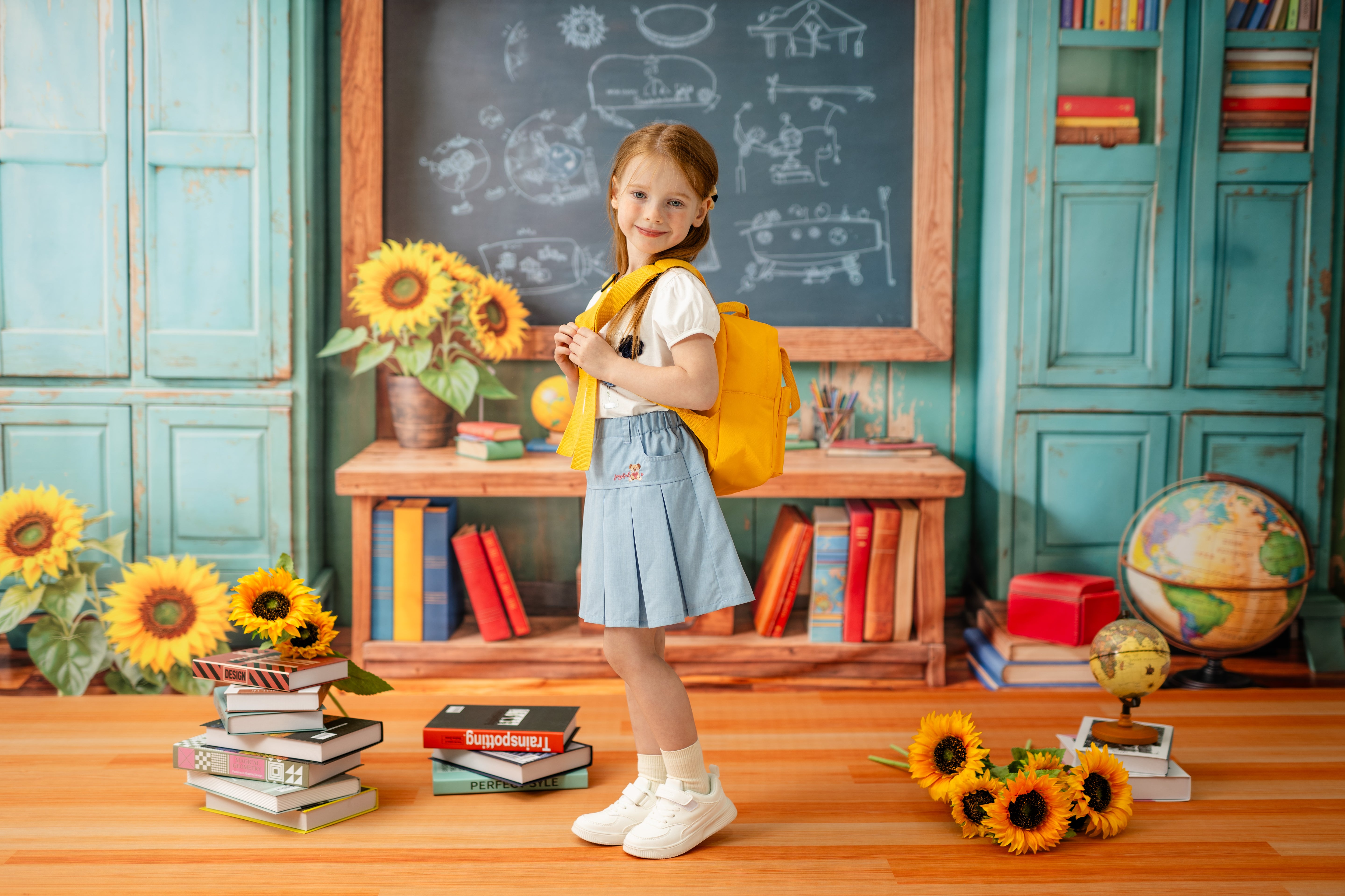 Kate Back to School Blackboard Book Sunflower Photo Kit