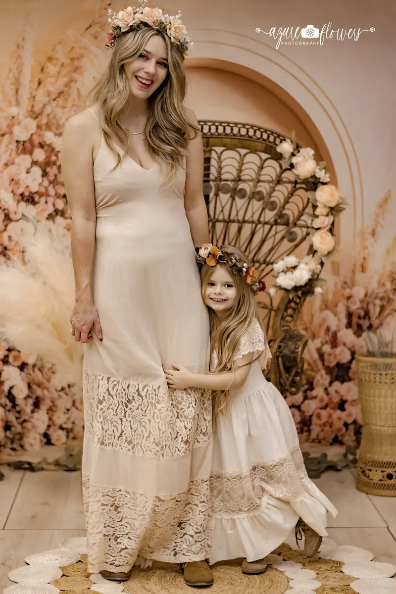 Kate Boho Modern Floral Arch Wall Backdrop Designed by Emetselch（Note: A little pinkish-orange）