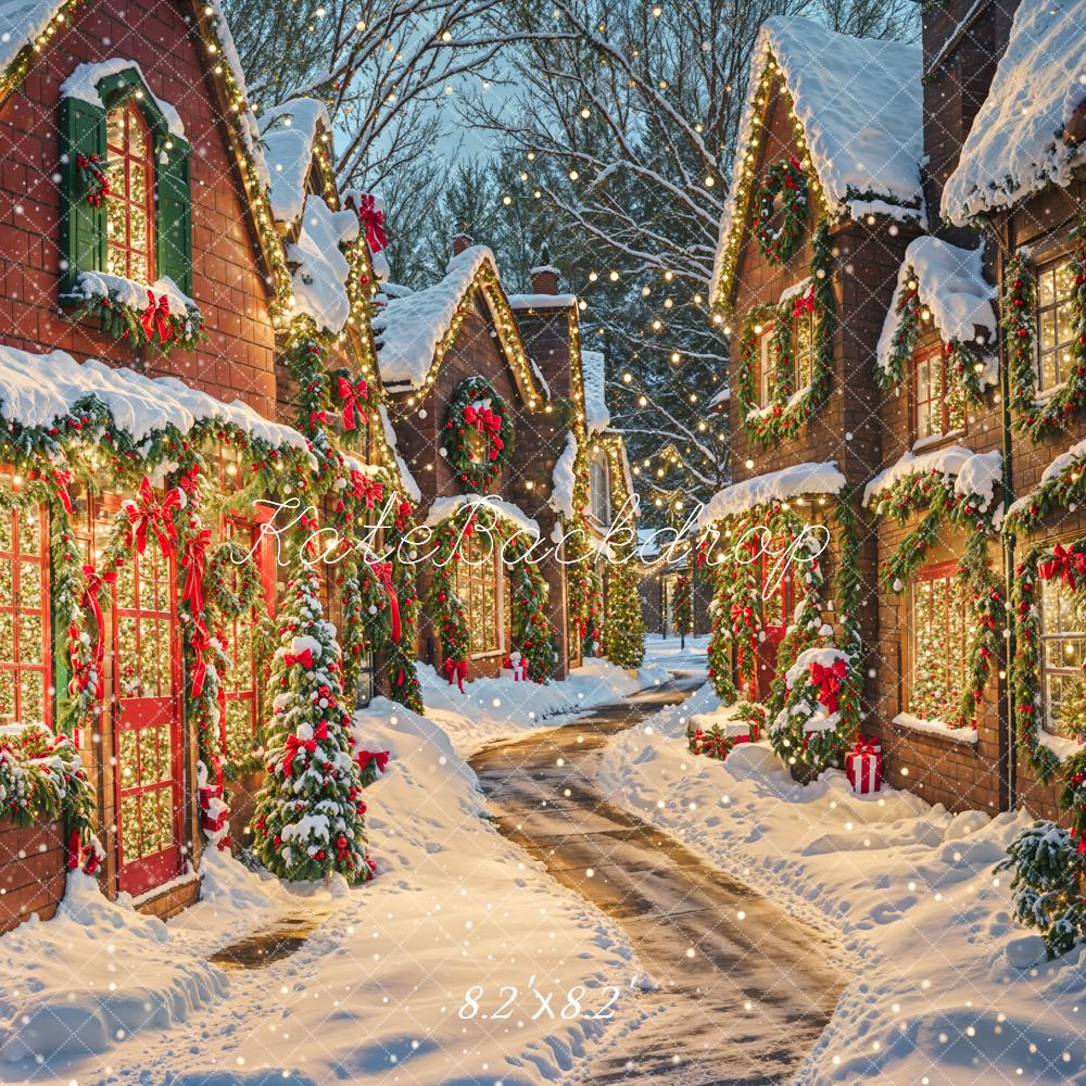 Kate Christmas Village Snowy Path Backdrop Designed by Emetselch