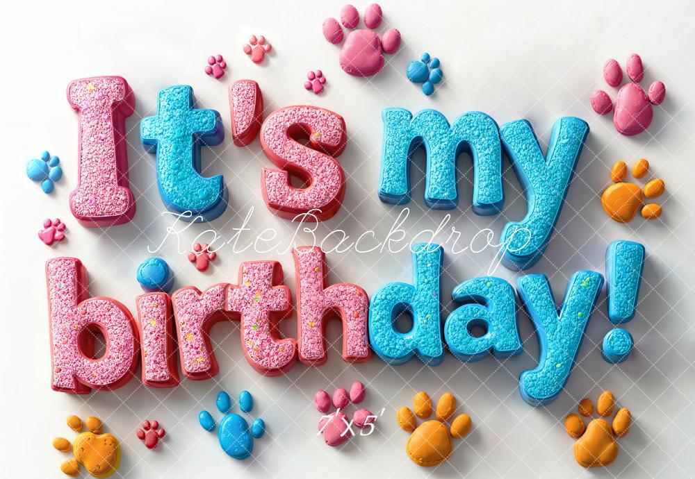 Kate Pet Birthday Paw Print Backdrop Designed by Emetselch