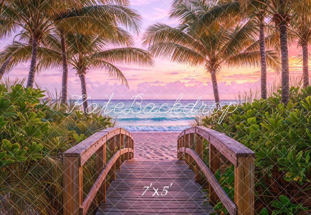 Kate Beach Tropical Sunset Palm Trees Backdrop Designed by Emetselch