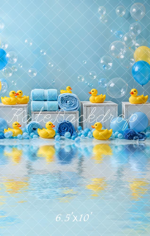 Kate Baby Shower Cake Smash Duck Yellow Blue Balloons Bath Backdrop Designed by Emetselch