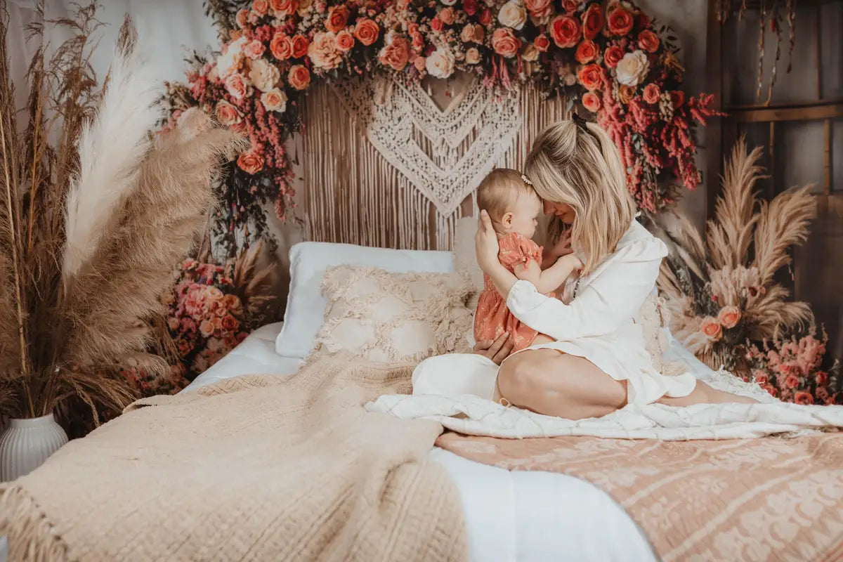 Kate Boho Pampas Grass Macrame Flower Arch Backdrop Designed by Emetselch