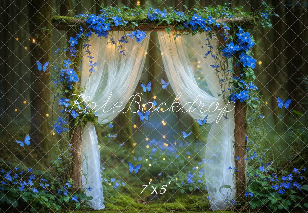 Kate Fairy Forest Blue Floral Arch Butterflies Backdrop Designed by Emetselch