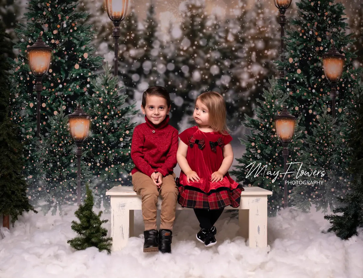 Kate Christmas Snow Forest Lights Backdrop for Photography - Kate Backdrop