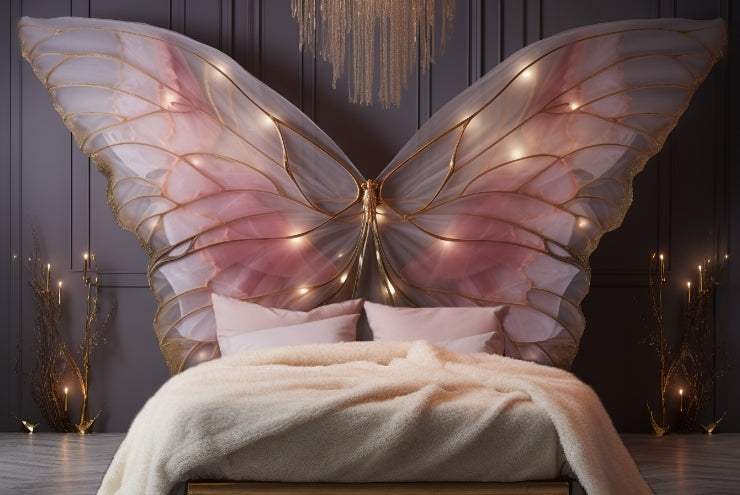 Kate Spring Valentine's Day Pink Butterfly Wing Wall Headboard Backdrop Designed by Emetselch