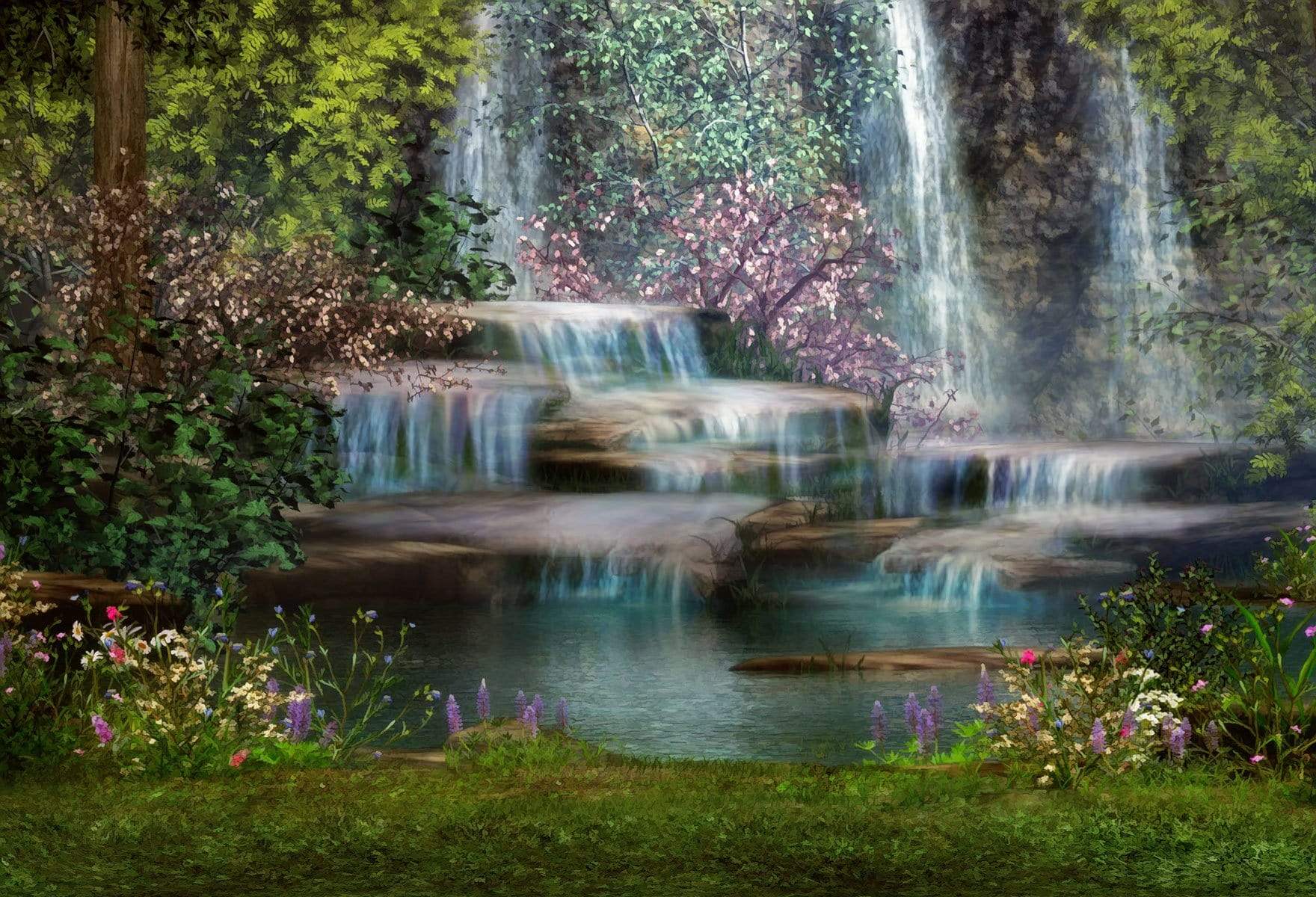 Katebackdrop鎷㈡綖Kate Mermaid Falls Spring Easter Backdrop