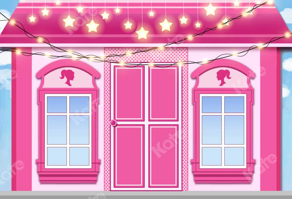 Kate Fashion Doll Pink House Backdrop Star Designed by Chain Photography - Kate Backdrop