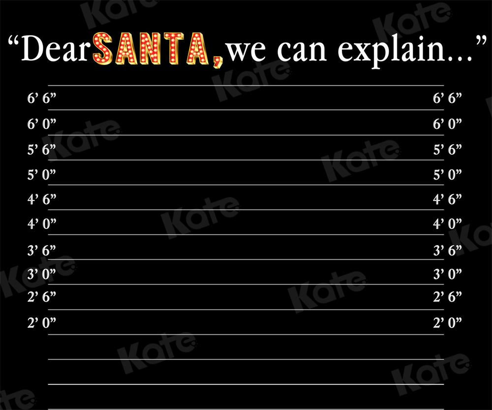 Kate Dear Santa Word Backdrop Black Abstract for Photography - Kate Backdrop