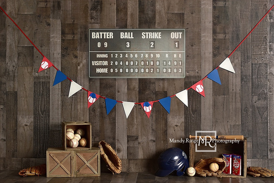 Kate Vintage Baseball with Scoreboard Sport Backdrop for Photography Designed By Mandy Ringe Photography - Kate Backdrop