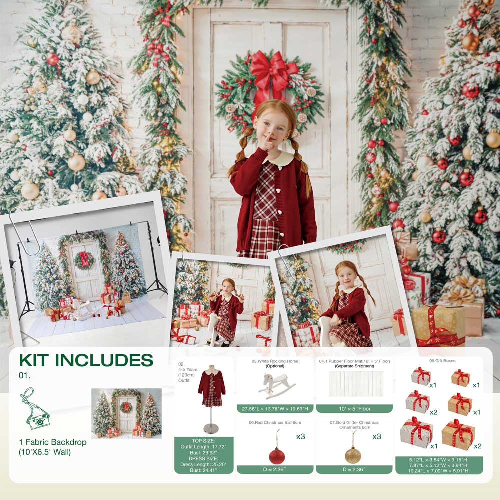 Kate Winter White Front Wooden Door Christmas Tree Gifts Photo Kit