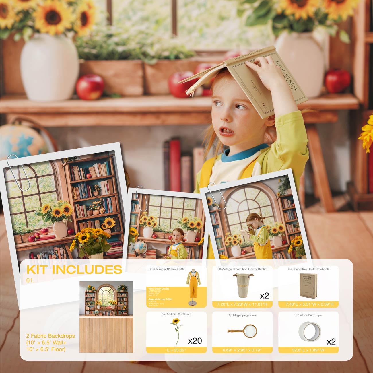 Kate Back to School Classroom Arch Window Sunflower Photo Kit
