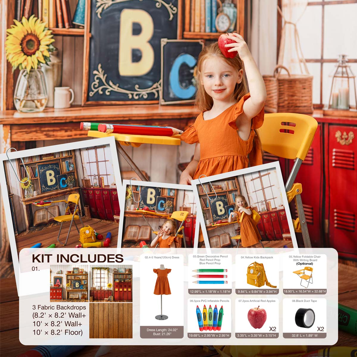 Kate Back To School Classroom Pencil Roomset Photo Kit
